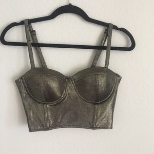 Gold Metallic Bustier Top